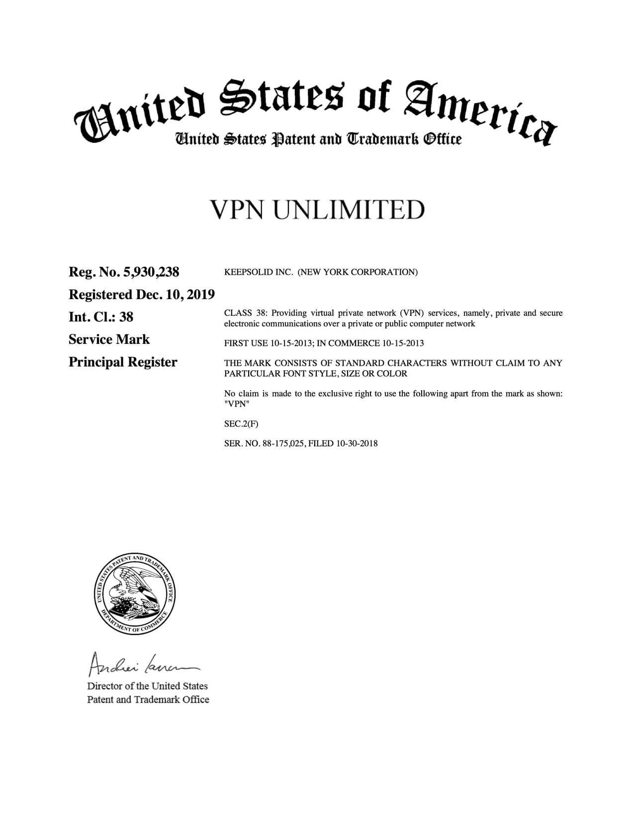 Certificate Keepsolid